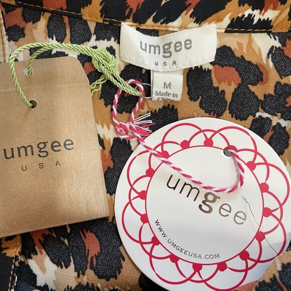 Umgee Skirt Size M Animal Print Midi Length Fit And Flare Buttons Slit Flowy NEW - Picture 6 of 9